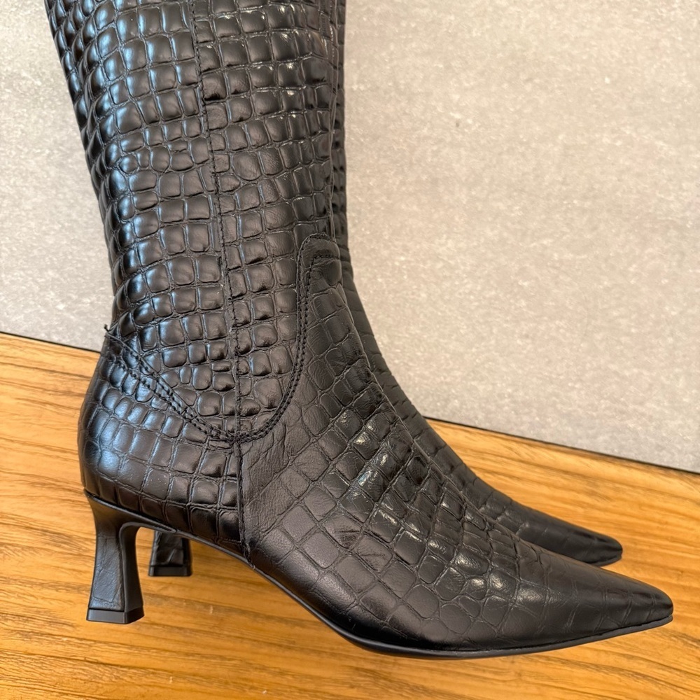 Naturalizer Deesha Croco Knee High Tall Boots Embossed Black 8.5M - Picture 7 of 14